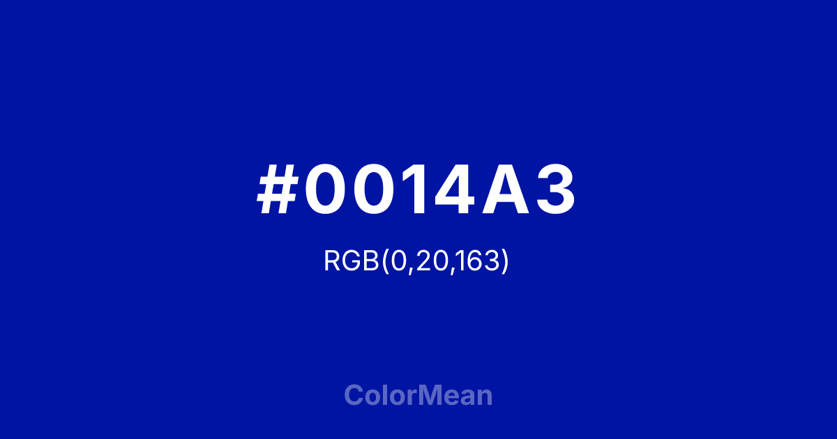 #0014A3 color swatch