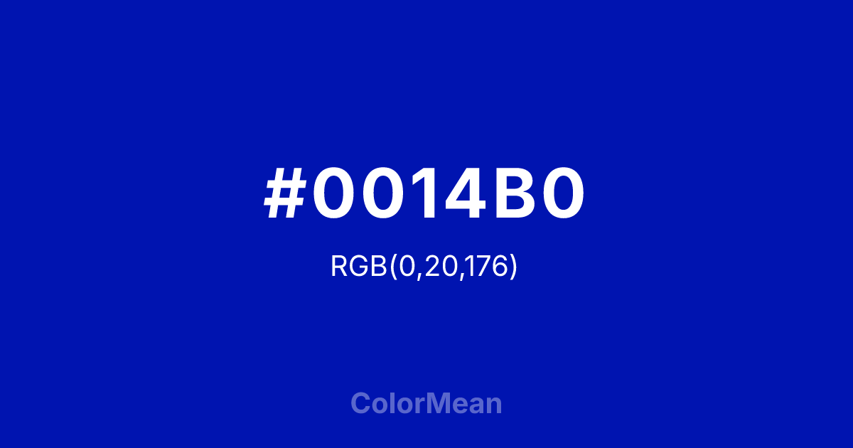 #0014B0 color swatch