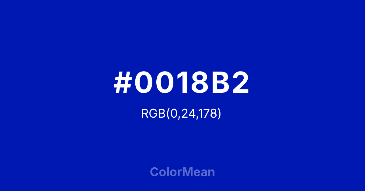 #0018B2 color swatch