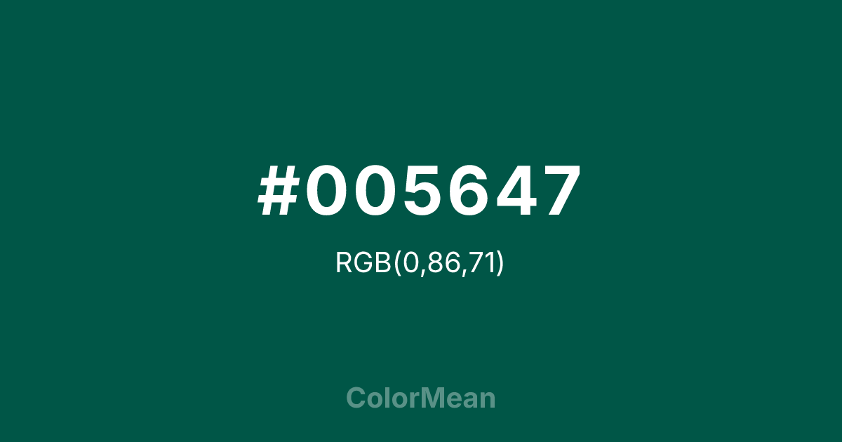 #005647 color swatch