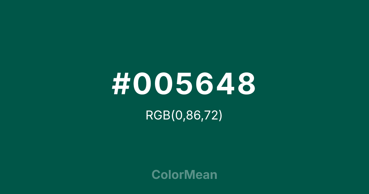 #005648 color swatch