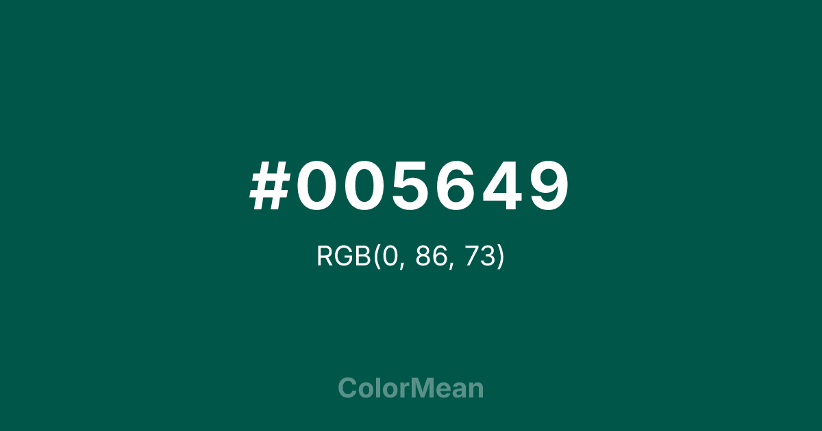 #005649 color swatch