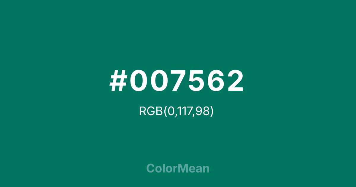 #007562 color swatch