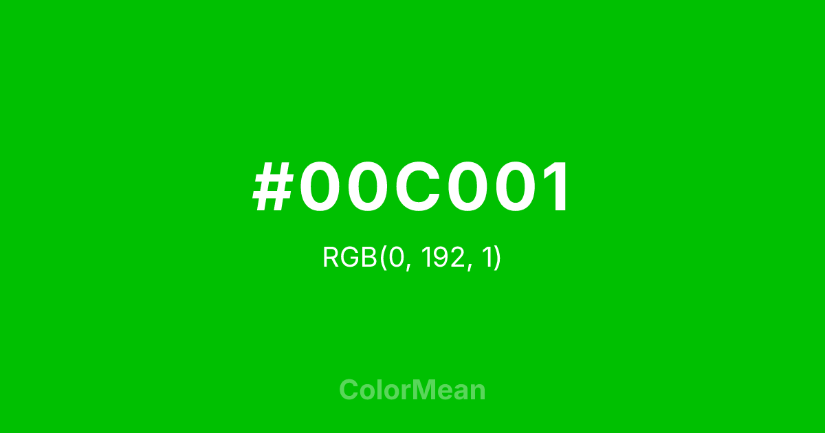 #00C001 color swatch