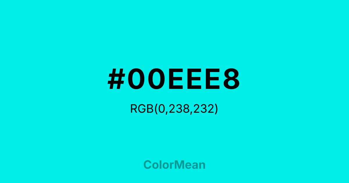 #00EEE8 color swatch