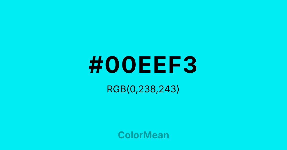 #00EEF3 color swatch