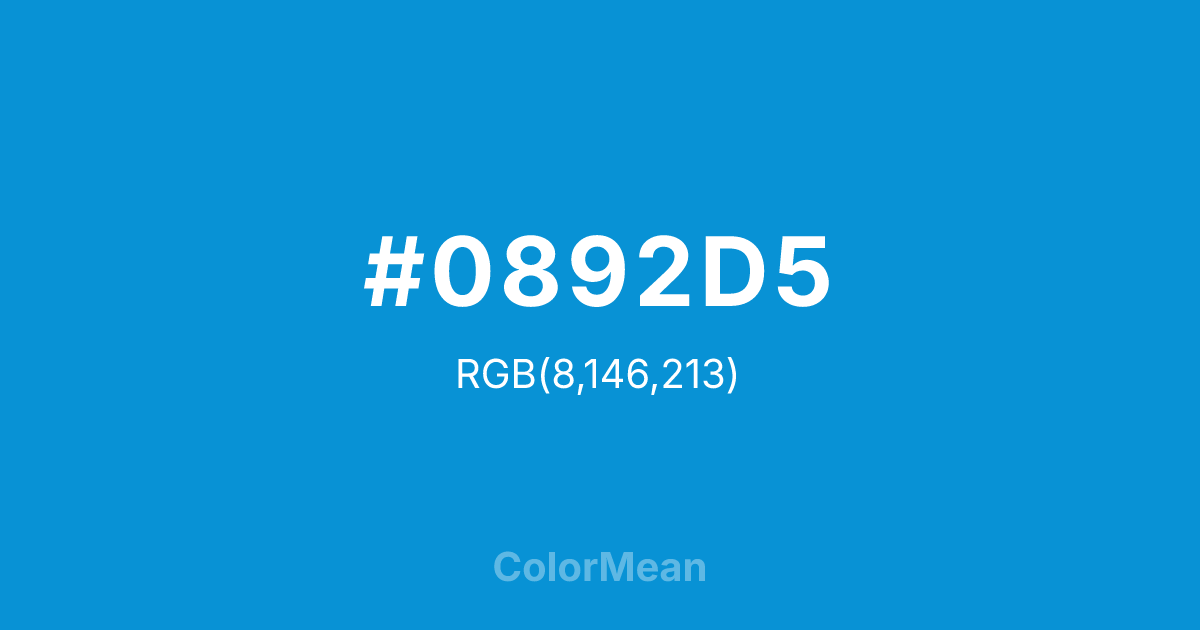 #0892D5 color swatch