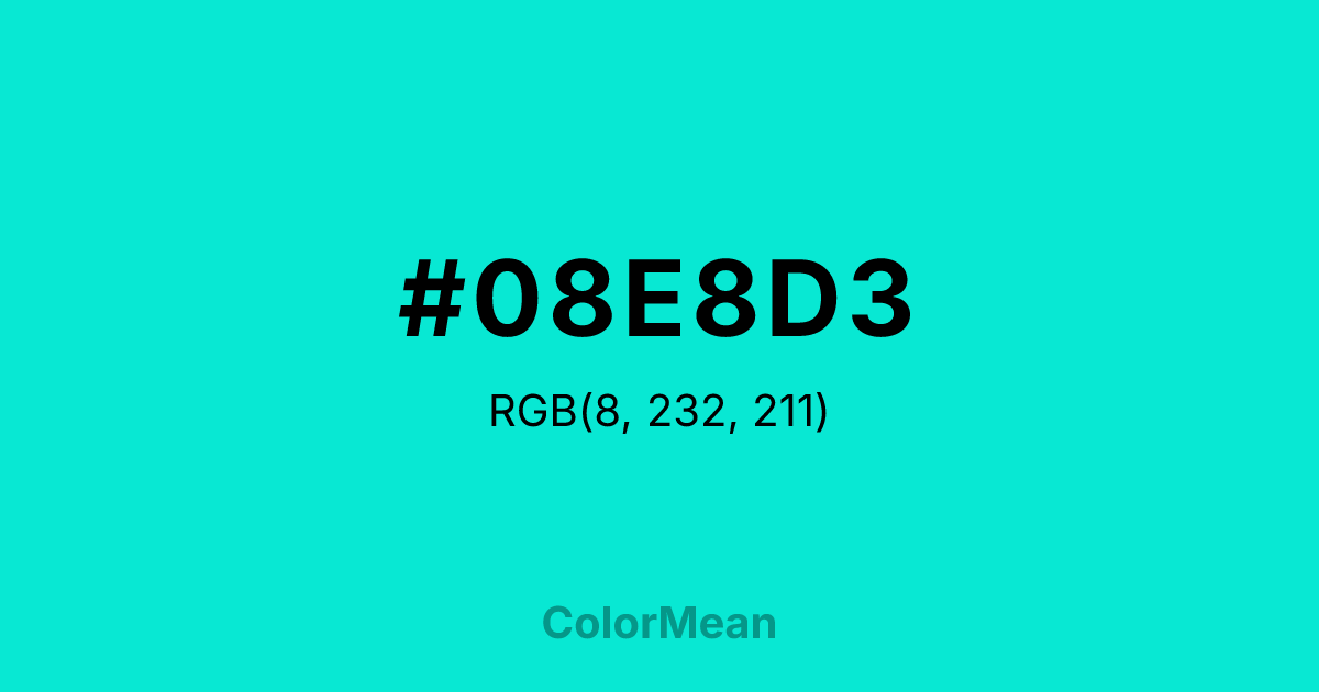 #08E8D3 color swatch