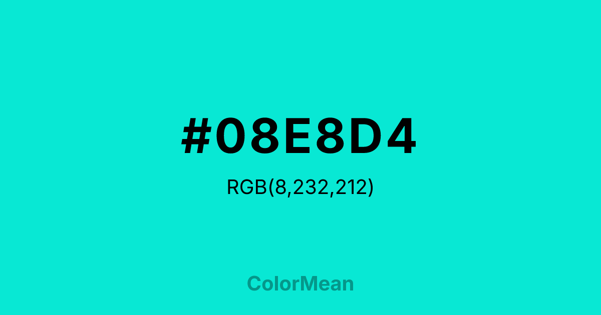 #08E8D4 color swatch