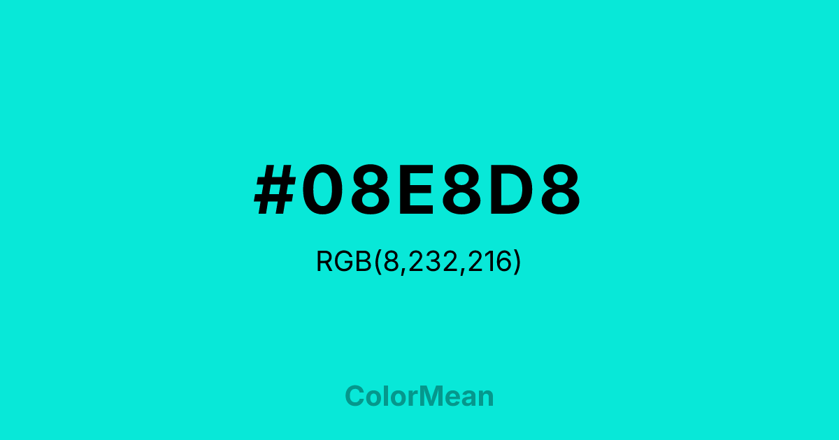 #08E8D8 color swatch