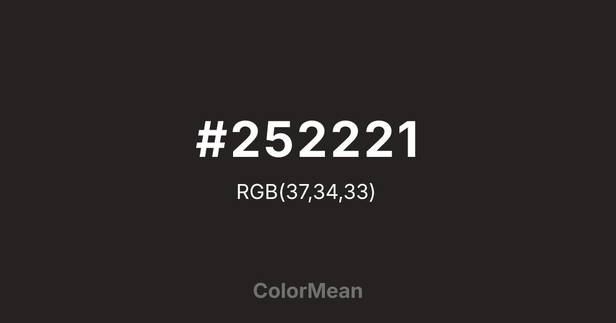 #252221 color swatch