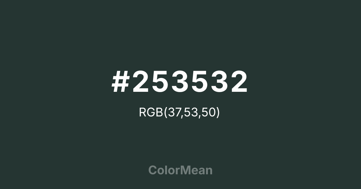 #253532 color swatch