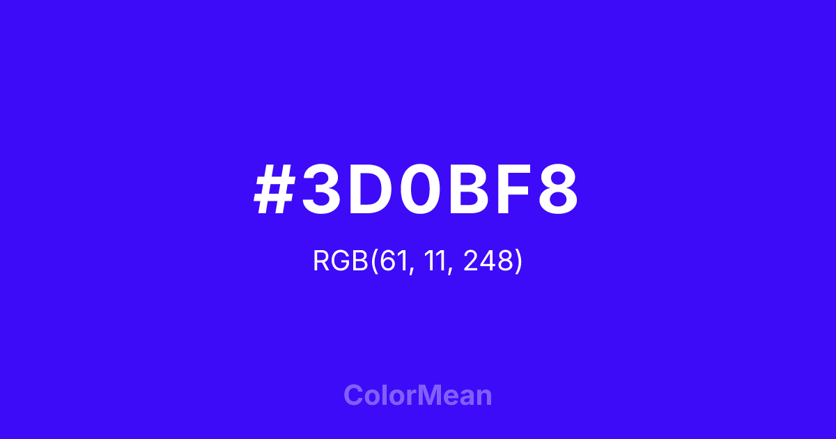 #3D0BF8 color swatch