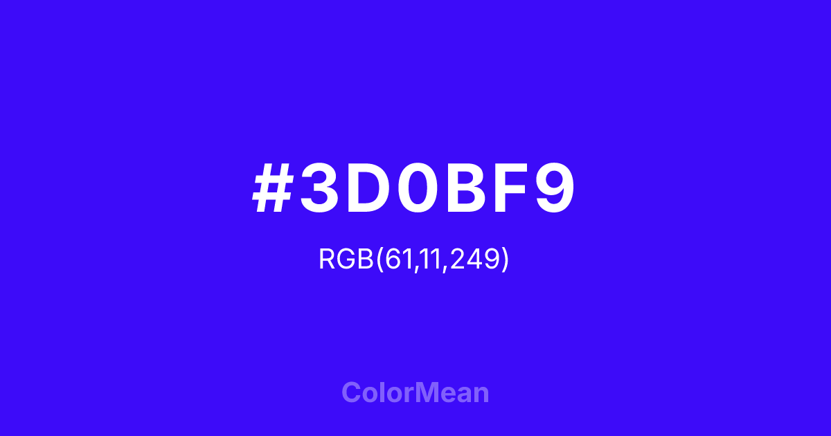 #3D0BF9 color swatch