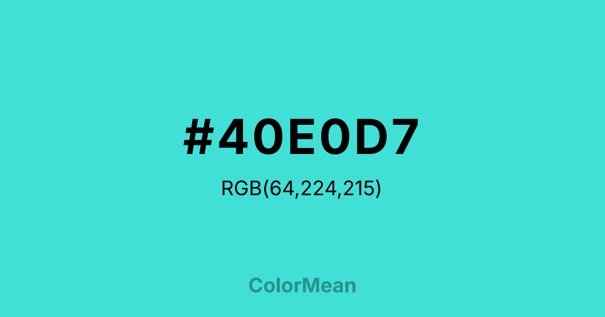 #40E0D7 color swatch