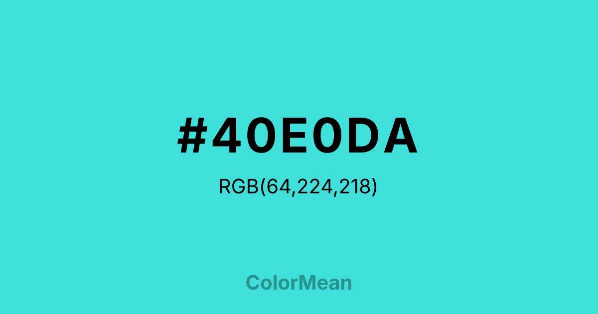 #40E0DA color swatch
