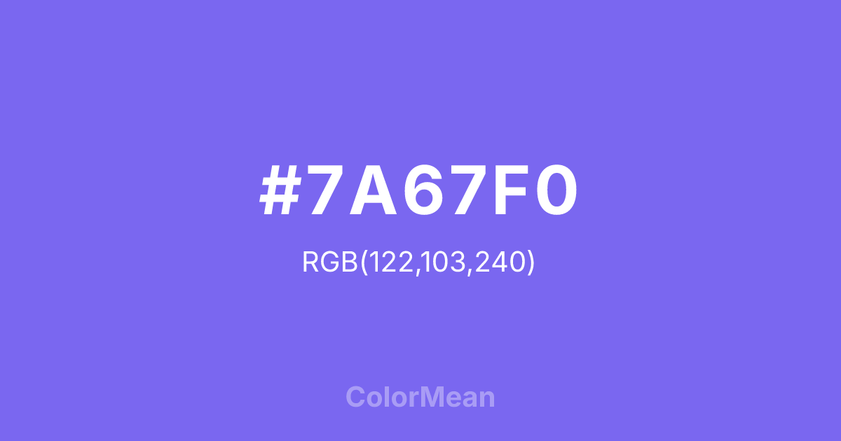 #7A67F0 color swatch