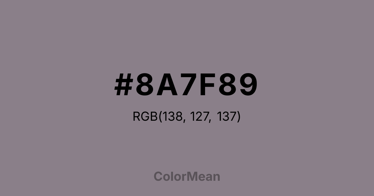 #8A7F89 color swatch