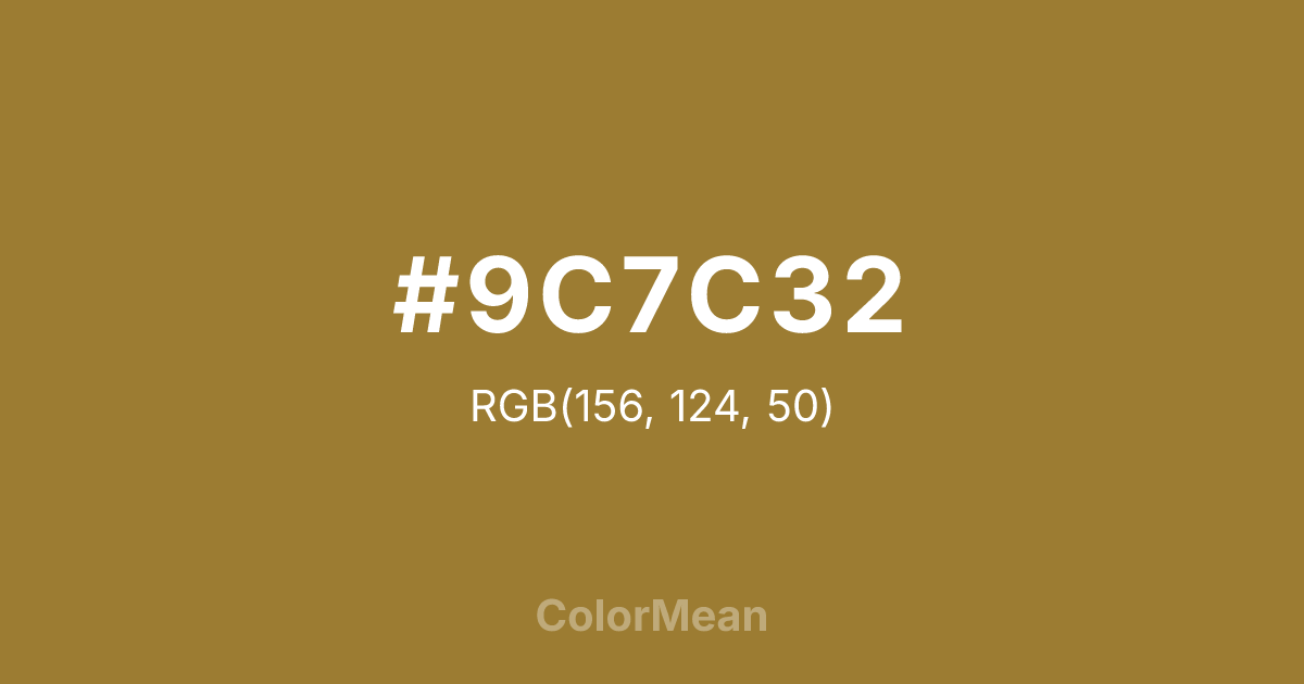 #9C7C32 color swatch