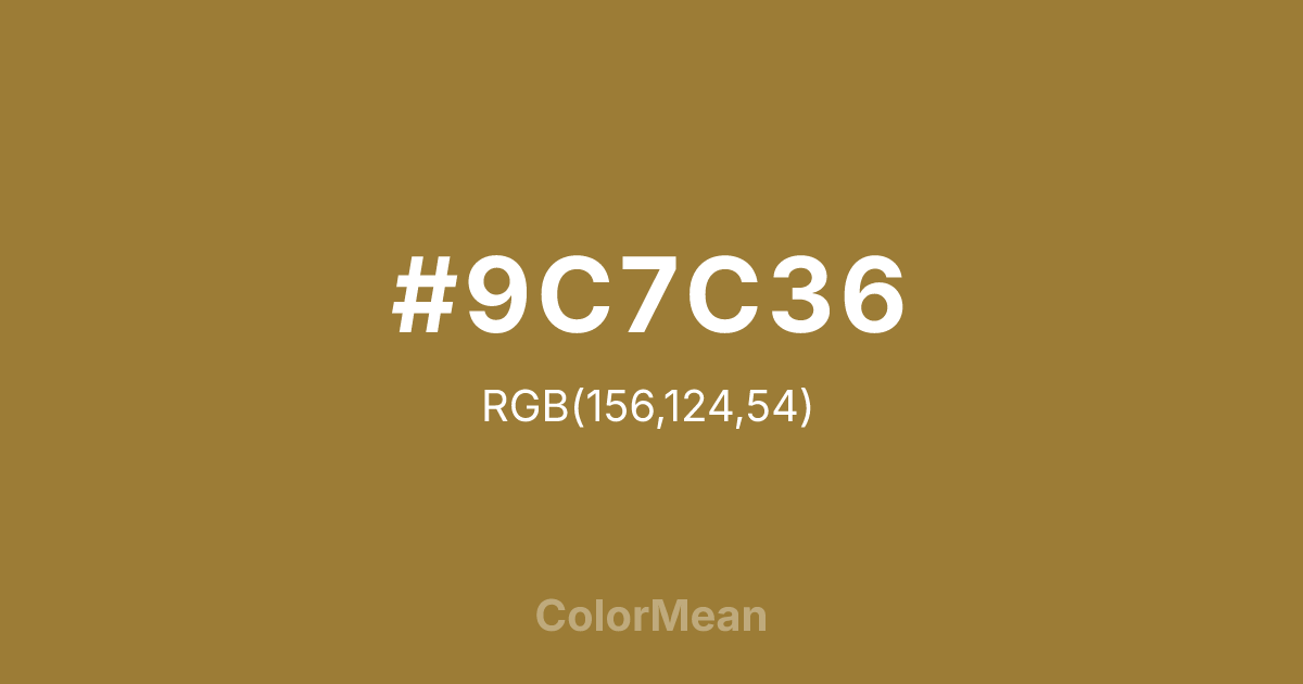 #9C7C36 color swatch