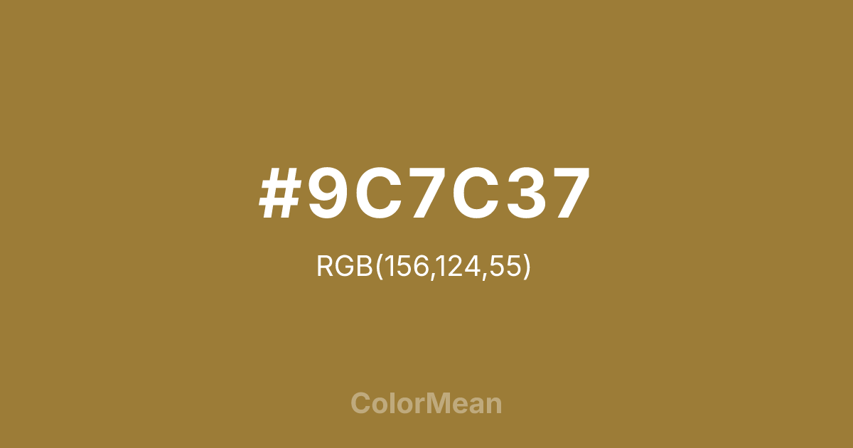 #9C7C37 color swatch