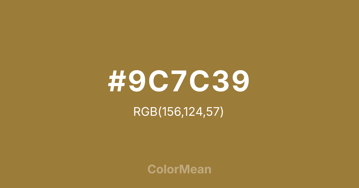 #9C7C39 color swatch