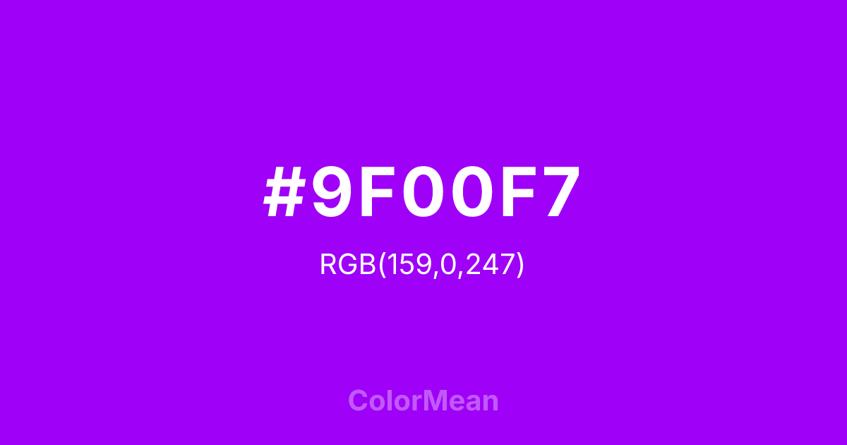 #9F00F7 color swatch