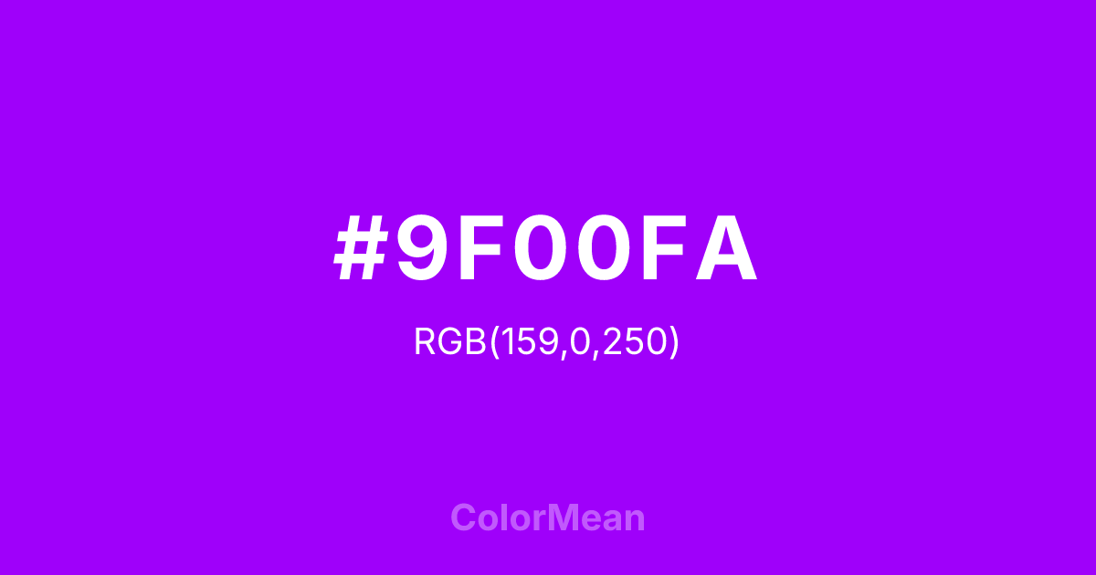 #9F00FA color swatch