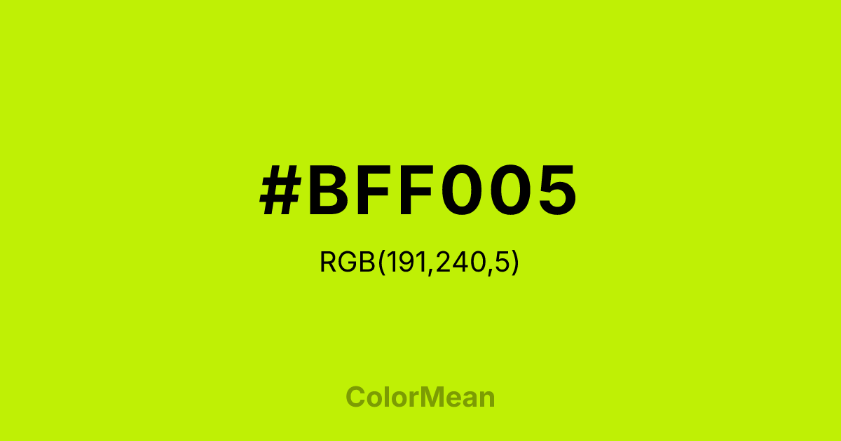 #BFF005 color swatch