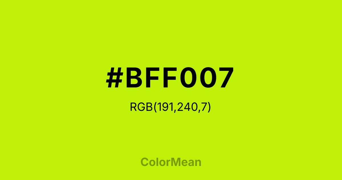 #BFF007 color swatch
