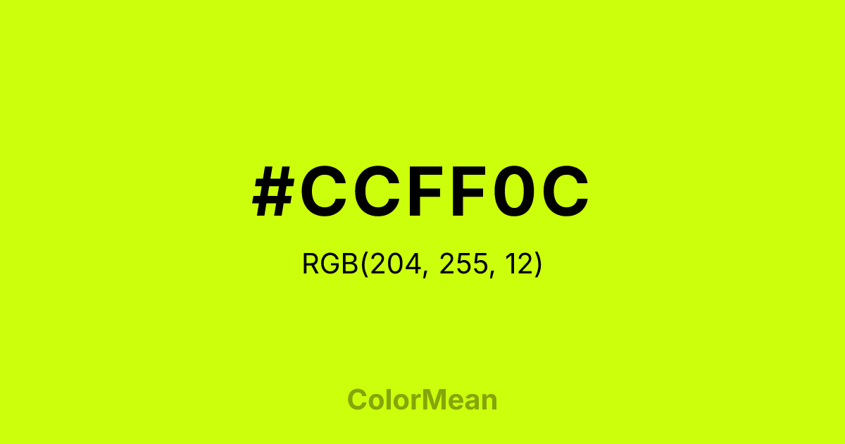 #CCFF0C color swatch