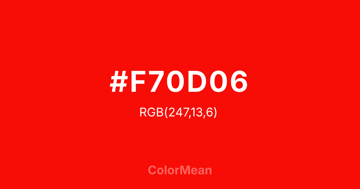 #F70D06 color swatch