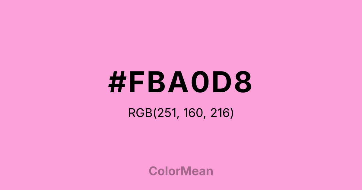 #FBA0D8 color swatch