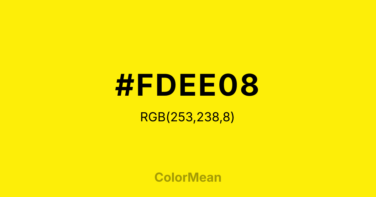 #FDEE08 color swatch