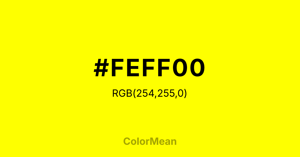 #FEFF00 color swatch