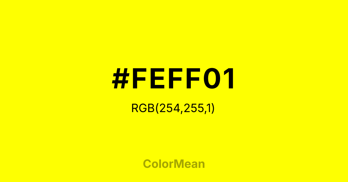 #FEFF01 color swatch
