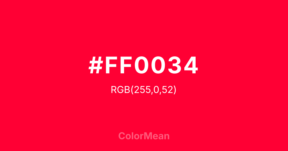 #FF0034 color swatch