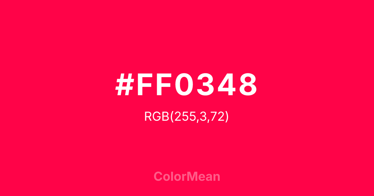 #FF0348 color swatch