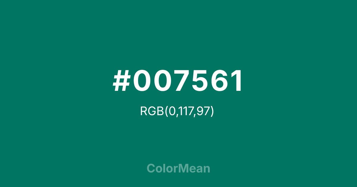 #007561 color swatch