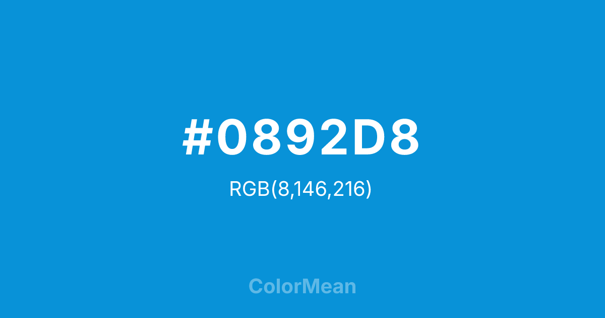 #0892D8 color swatch