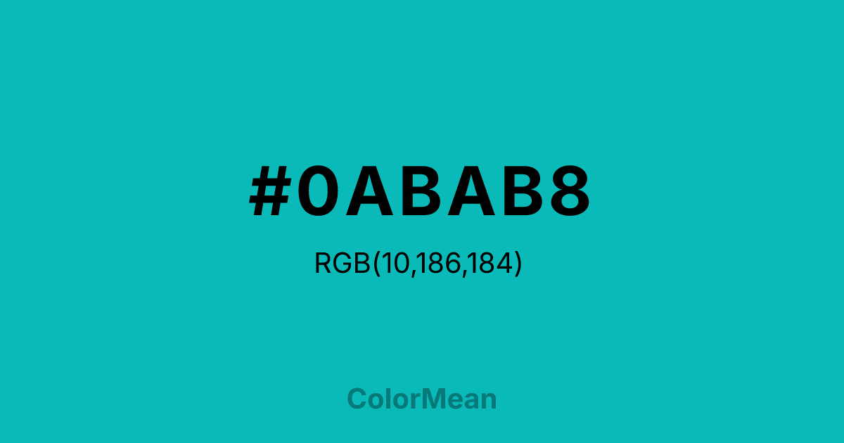 #0ABAB8 color swatch