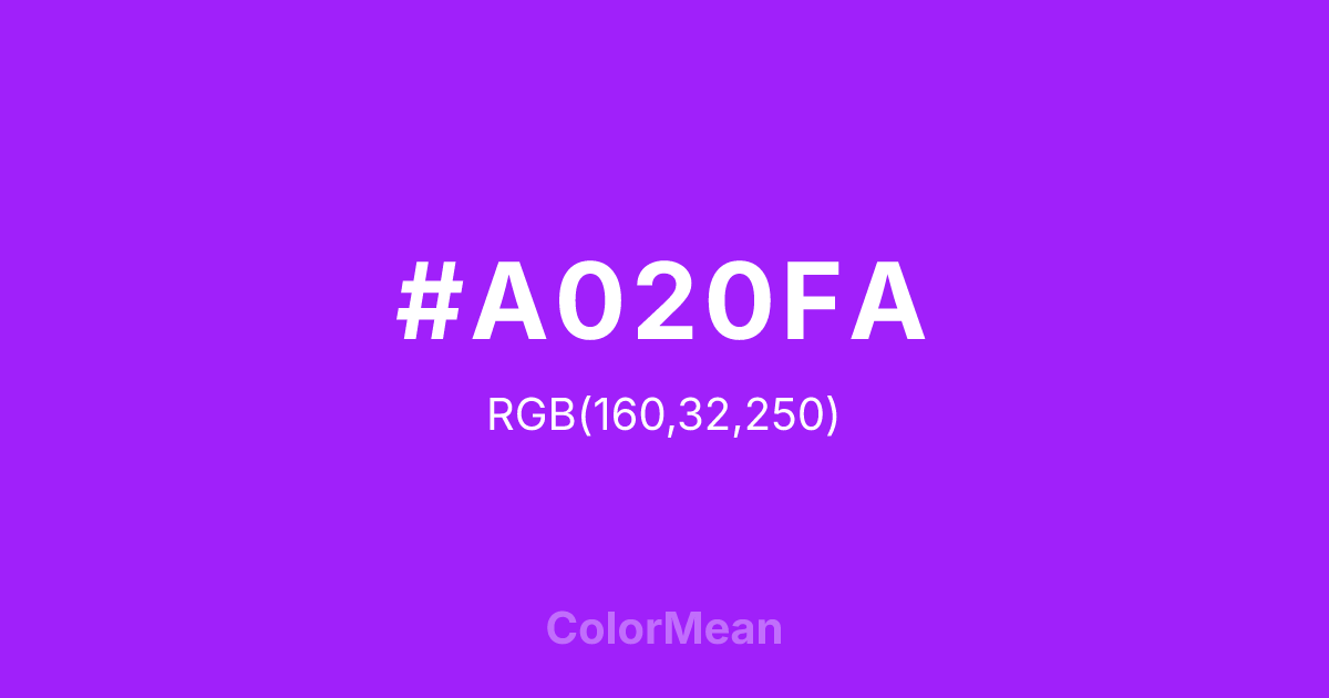 #A020FA color swatch