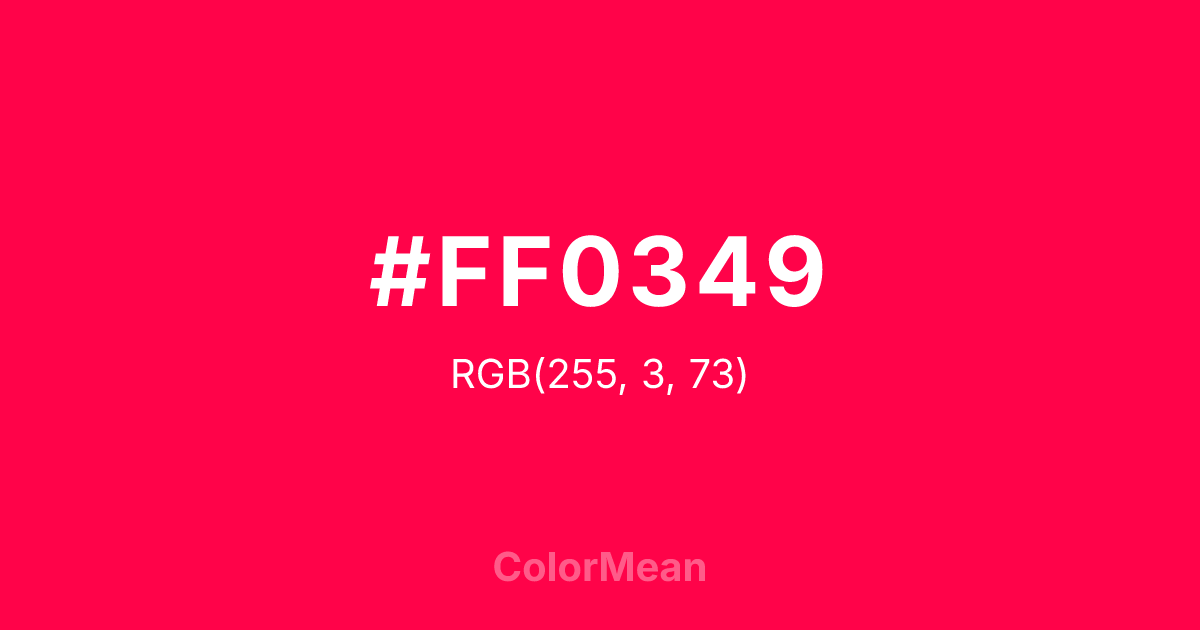 #FF0349 color swatch