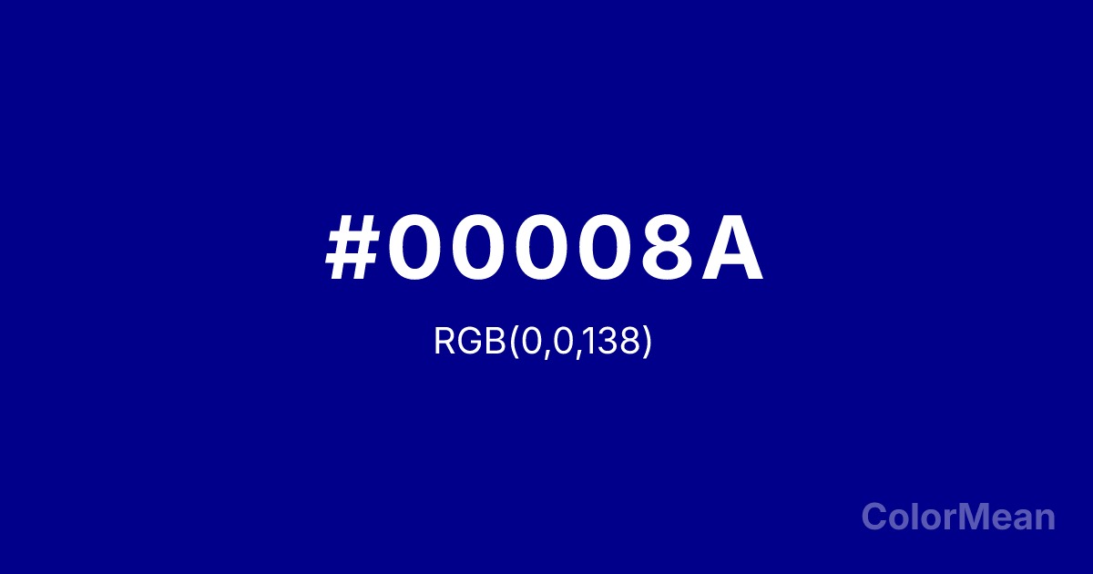 Color swatch image showing #00008A with RGB(0,0,138) values