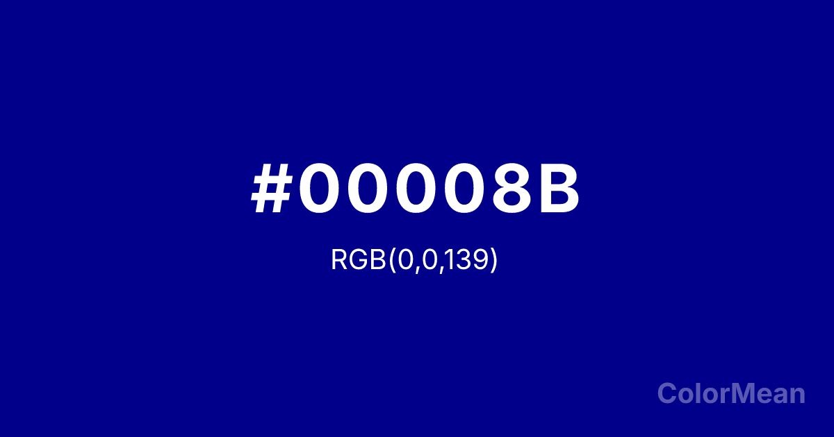 Color swatch image showing DarkBlue (#00008B) with RGB(0,0,139) values