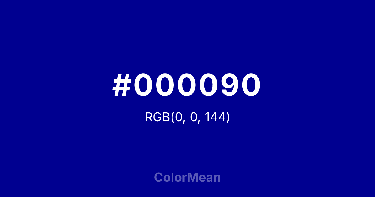 Color swatch image showing #000090 with RGB(0,0,144) values