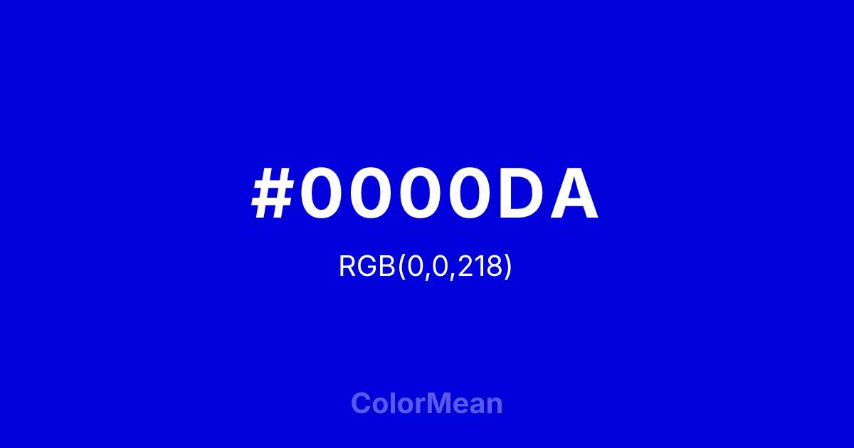 Color swatch image showing #0000DA with RGB(0,0,218) values