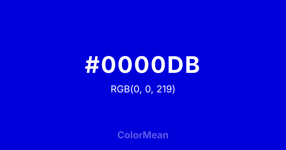 Color swatch image showing #0000DB with RGB(0,0,219) values