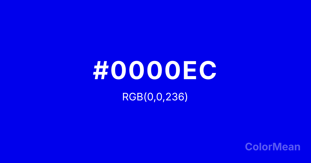 Color swatch image showing #0000EC with RGB(0,0,236) values