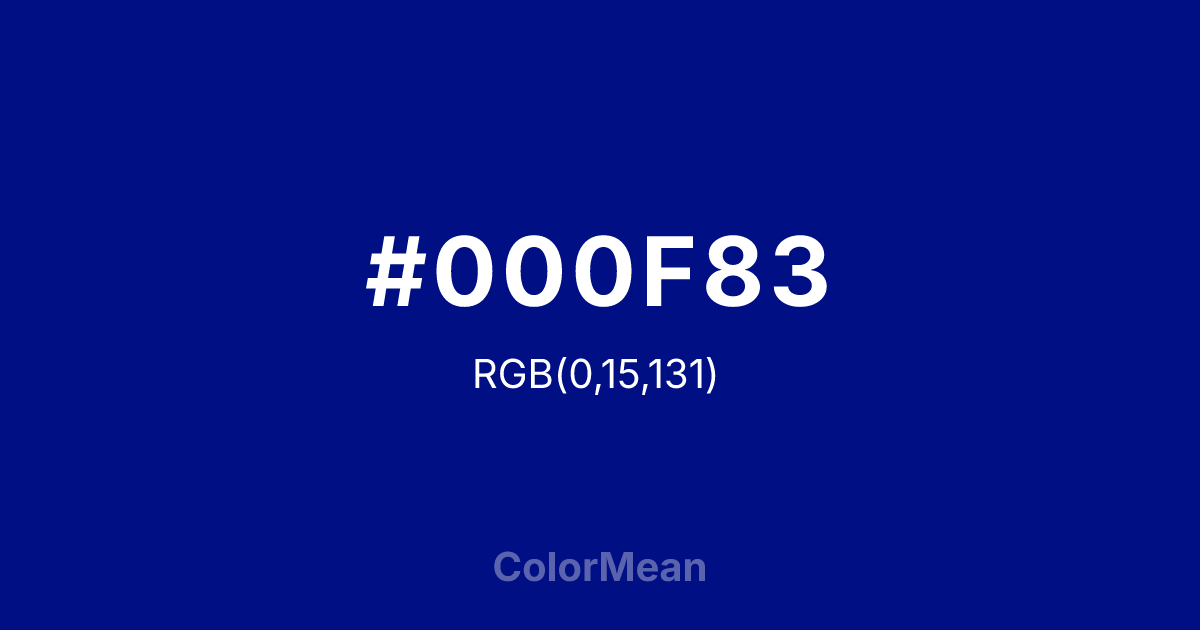 Color swatch image showing #000F83 with RGB(0,15,131) values
